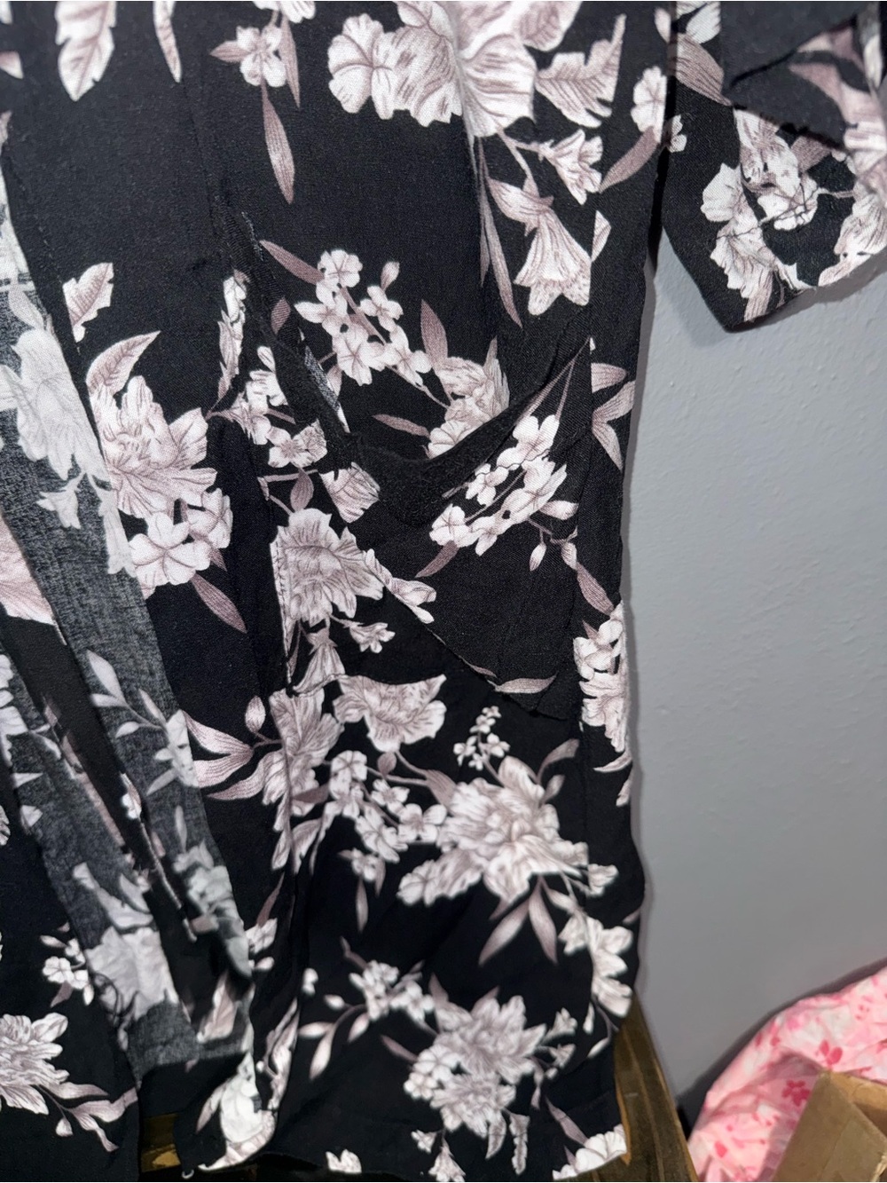 Spiritual Gangster Black Cream Floral Tie-Front Coverup - Picture 5 of 8